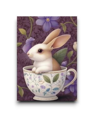 A6 Ansichtkaart - Animal tea time: konijn