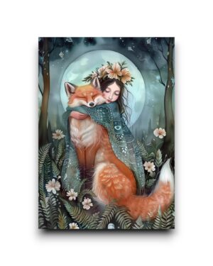 A6 Ansichtkaart - Hugging animals: vos