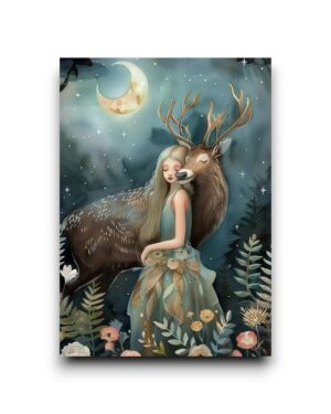 A6 Ansichtkaart - Hugging animals: hert
