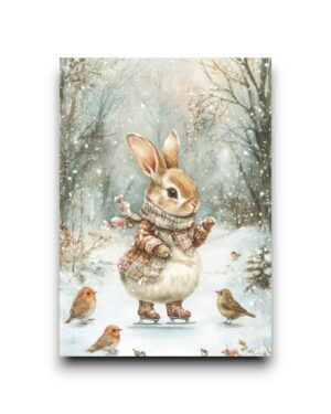 A6 Ansichtkaart - Cute Winter Animals: Ice skating