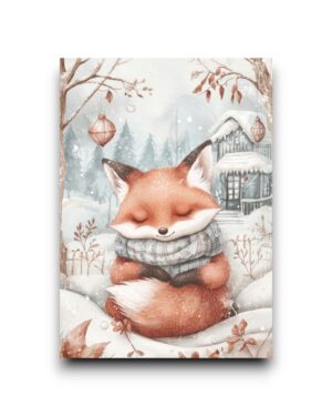 A6 Ansichtkaart - Cute Winter Animals: Sitting in the snow