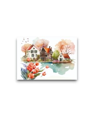 A6 Ansichtkaart - Dutch Watercolors: Lake houses