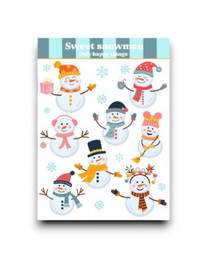 Stickervel - Sweet snowmen