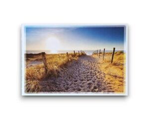 Ansichtkaart - Strandopgang met ondergaande zon