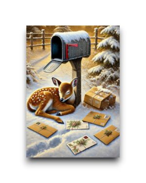 A6 Ansichtkaart - Winter Mail: Sleeping deer