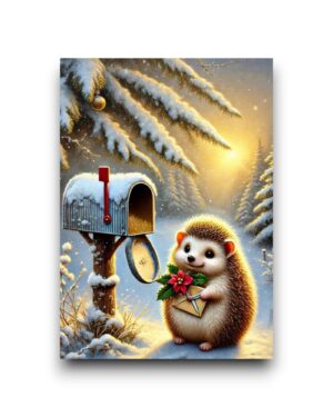 A6 Ansichtkaart - Winter Mail: Hedgehog