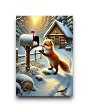 A6 Ansichtkaart - Winter Mail: Fox