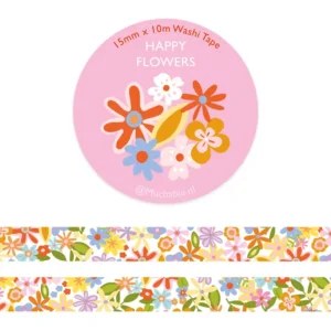 Washitape - Vrolijke bloemen (flower power)