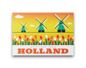 A6 Ansichtkaart - Watermolens met tulpen