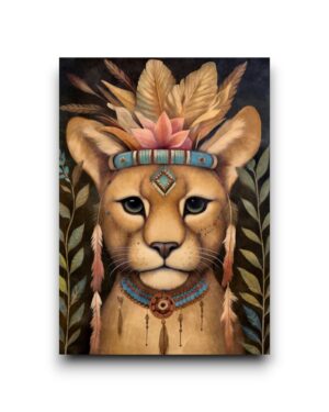 A6 Ansichtkaart - Boho Prairie Animals: Leeuw