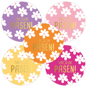 Stickers - Vrolijk pasen met bloemen
