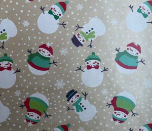 Cadeaupapier - kraft sneeuwpoppen