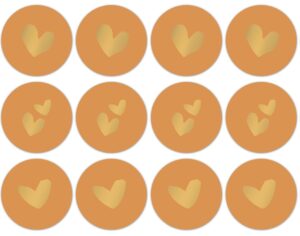 Stickers - Gouden hartjes op oranje