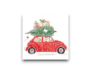 Kaart - Kerstboom op rode auto