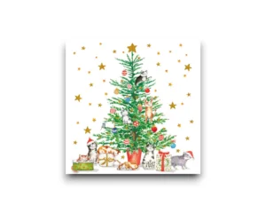 Kaart - Kerstboom met katten