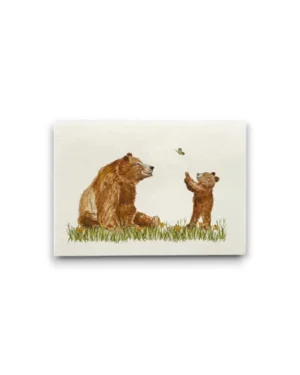 A6 ansichtkaart - Mama en baby beer spelen
