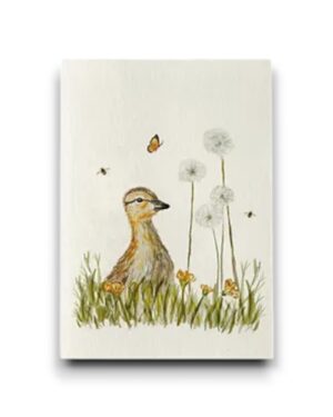 A6 ansichtkaart - Eendje tussen de paardenbloemen