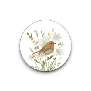Sluitsticker los - Roodborstje met bloemen