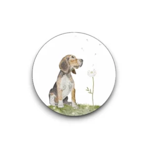 Sluitsticker los - Hond met een paardenbloem