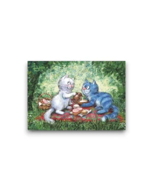 Ansichtkaart A6 - Picnic in het bos