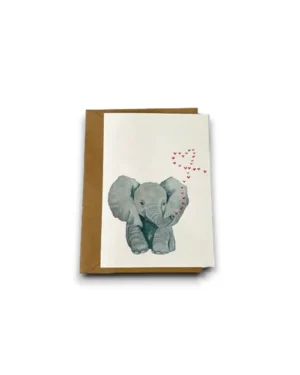 Gevouwen kaart - Olifant met hartje