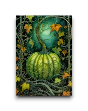 A6 Ansichtkaart - Halloween pompoen groen