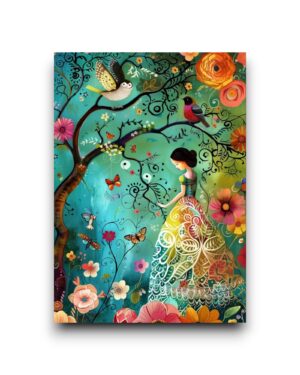 A6 Ansichtkaart - Floral Ladies - Fantasy