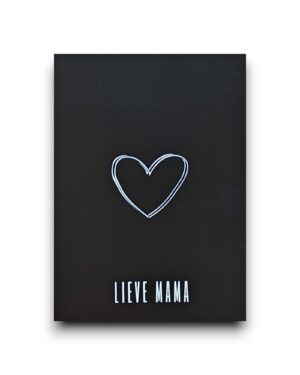 A6 Ansichtkaart - Zwart-wit - Hartje lieve mama