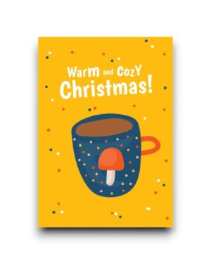 A6 Ansichtkaart - Geel - Warm and cozy Christmas!