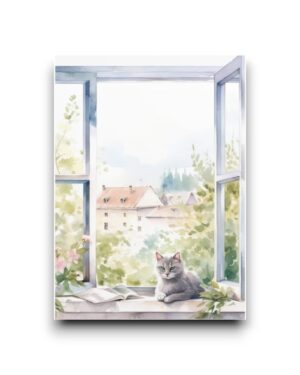 A6 Ansichtkaart - Lente raam
