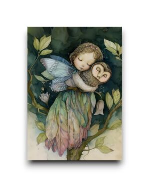 A6 Ansichtkaart - Birds & Fairies: Elf met uil