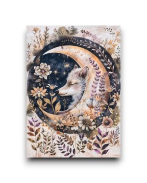 A6 Ansichtkaart - Moon Animals: Wolf