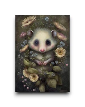 A6 Ansichtkaart - Opossum in bloemen