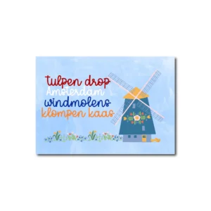 A6 ansichtkaart - Hollandse windmolen met teksten