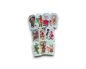 Vintage cadeaulabels met kerstzegens