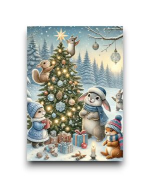 A6 Ansichtkaart - Winter Wonderland: Bosdieren vieren kerst