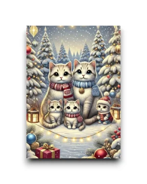 A6 Ansichtkaart - Christmas Family time: Kat