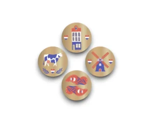 Stickers Hollandse iconen op goudfolie