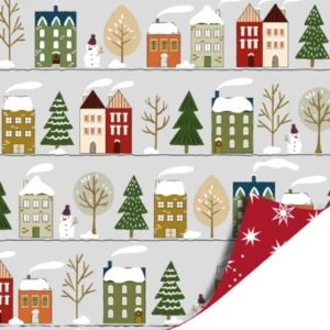 Inpakpapier 30cm - Winter houses stars