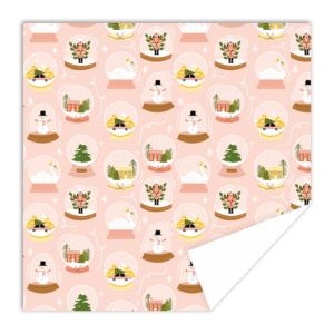 Vel inpakpapier - Kerst inpakpapier pink snow globes