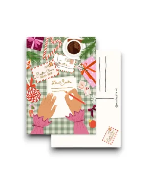 A6 Ansichtkaart - Christmas writing santa