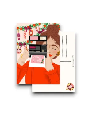 A6 Ansichtkaart - Christmas girl polaroid