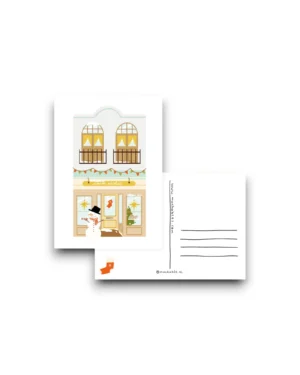 A6 Ansichtkaart - Cute Christmas illlustration holiday house
