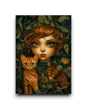 A6 Ansichtkaart - Catgirls: Tigerly green
