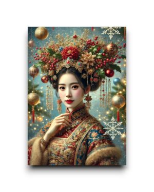 A6 Ansichtkaart - Christmas woman: Yuan